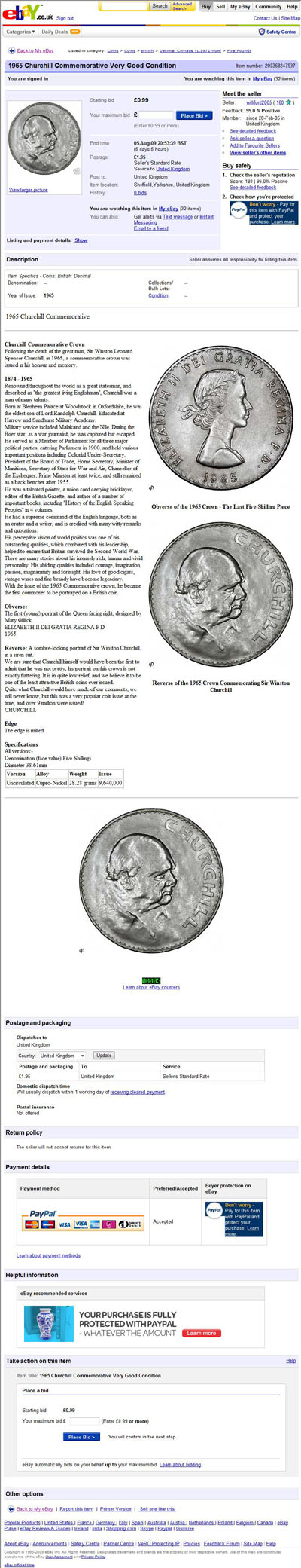 williford2005 eBay Listings Using One of Our 1965 Churchill Crown Images